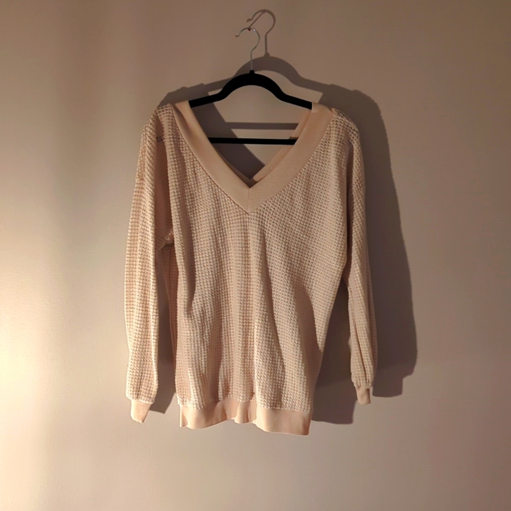 Cream Waffle Knit Sweater